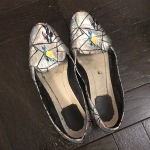 Christian Dior Silver Floral Flats